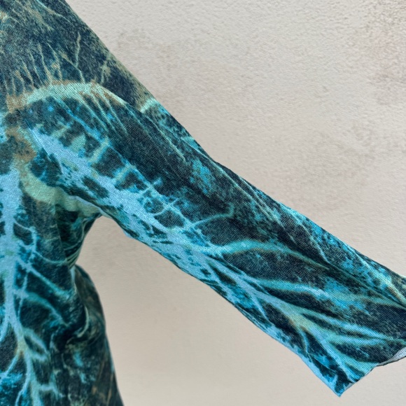 NIC + ZOE long cardigan sweater button down colorful knit blue green abstract 2X - Picture 5 of 14